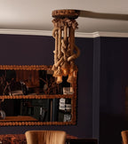 Rustic Root Wood Slice Chandelier with 7 Braided Flexible Jute Rope Pendants Homeartparis production