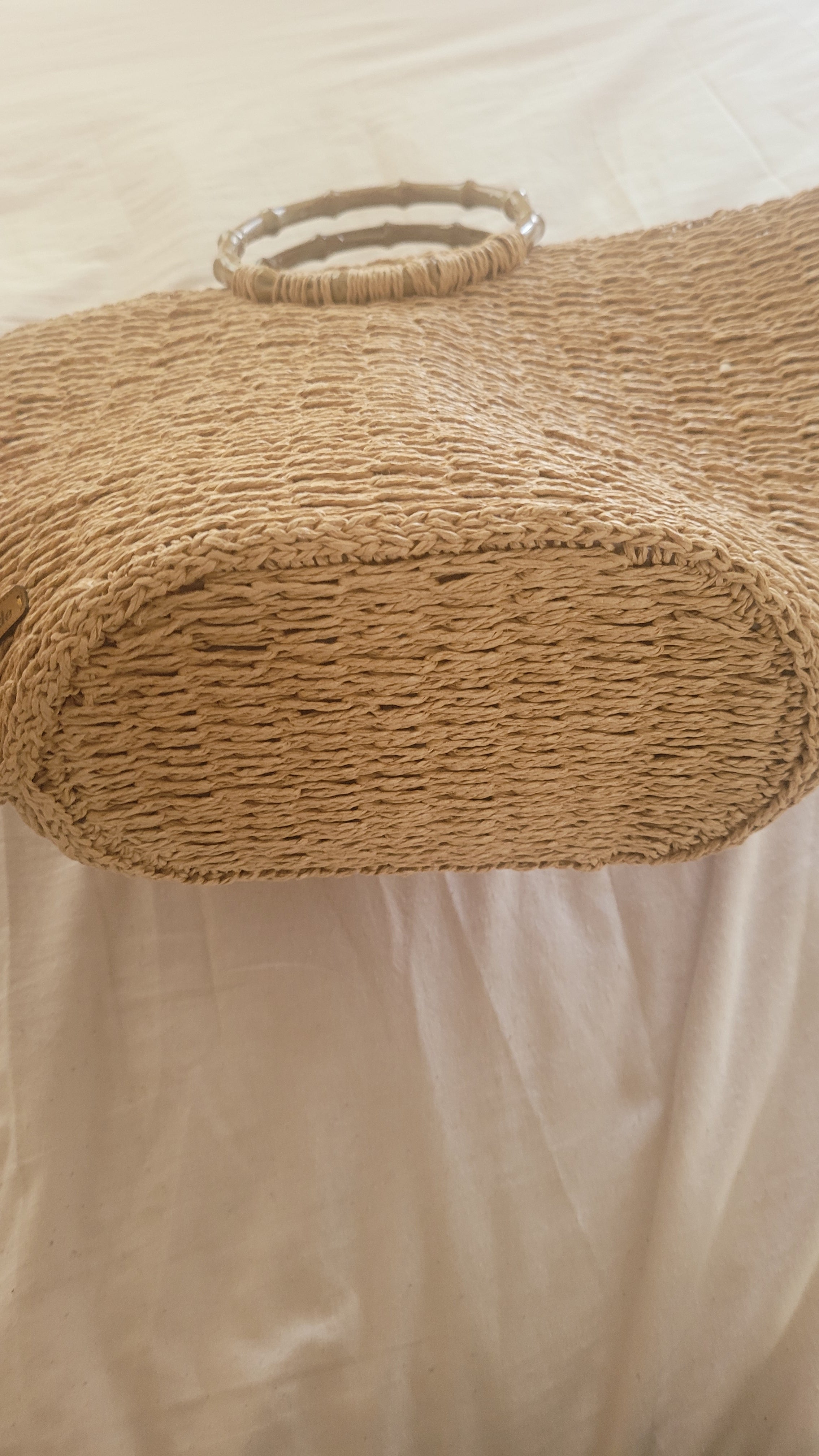 The Homeartparis Oversized Straw Tote Bag - Handmade Raffia Beach Bag by Seval Özsoy - Large Summer Vacation Bag with Bamboo-Look Handles - Chic Bohemian Gifts