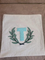 homeartparis Monogram Initial Punch Needle Pillow Cover, Custom Letter & Color, Linen Cushion Case, Personalized Gift