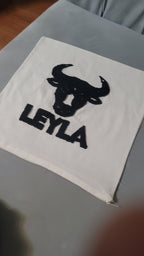 Zodiac Sign Punch Needle Pillow Case – Custom Name Linen Cushion Cover – Unique Astrology Gift
