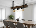 Wood Beam and Rope Chandelier 8-Light Industrial Pendant Homeartparis production