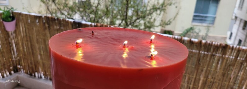 Customizable size red Pillar Candle Handmade Table Centerpiece Homeartparis production