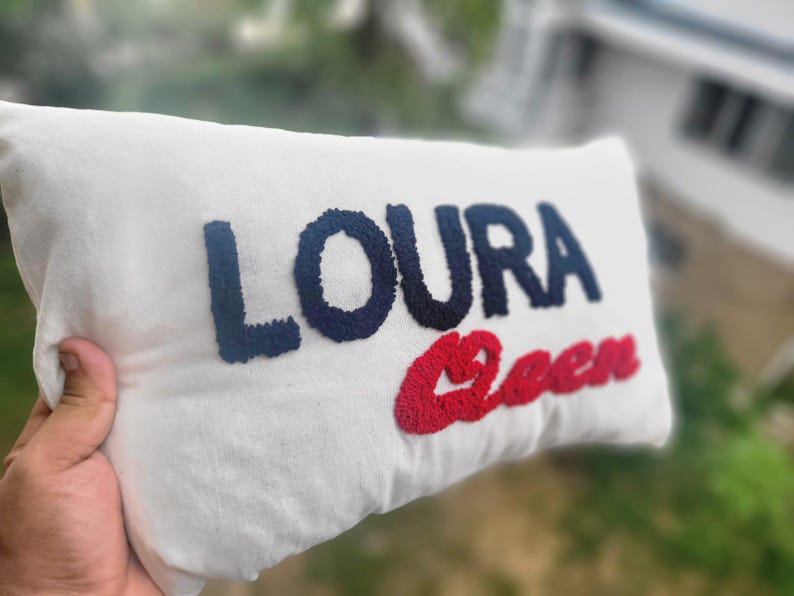 homeartparis Custom Text Lumbar Pillow, Punch Needle Personalized Cushion Cover, Rectangular Name Pillow, Linen Decor Gift