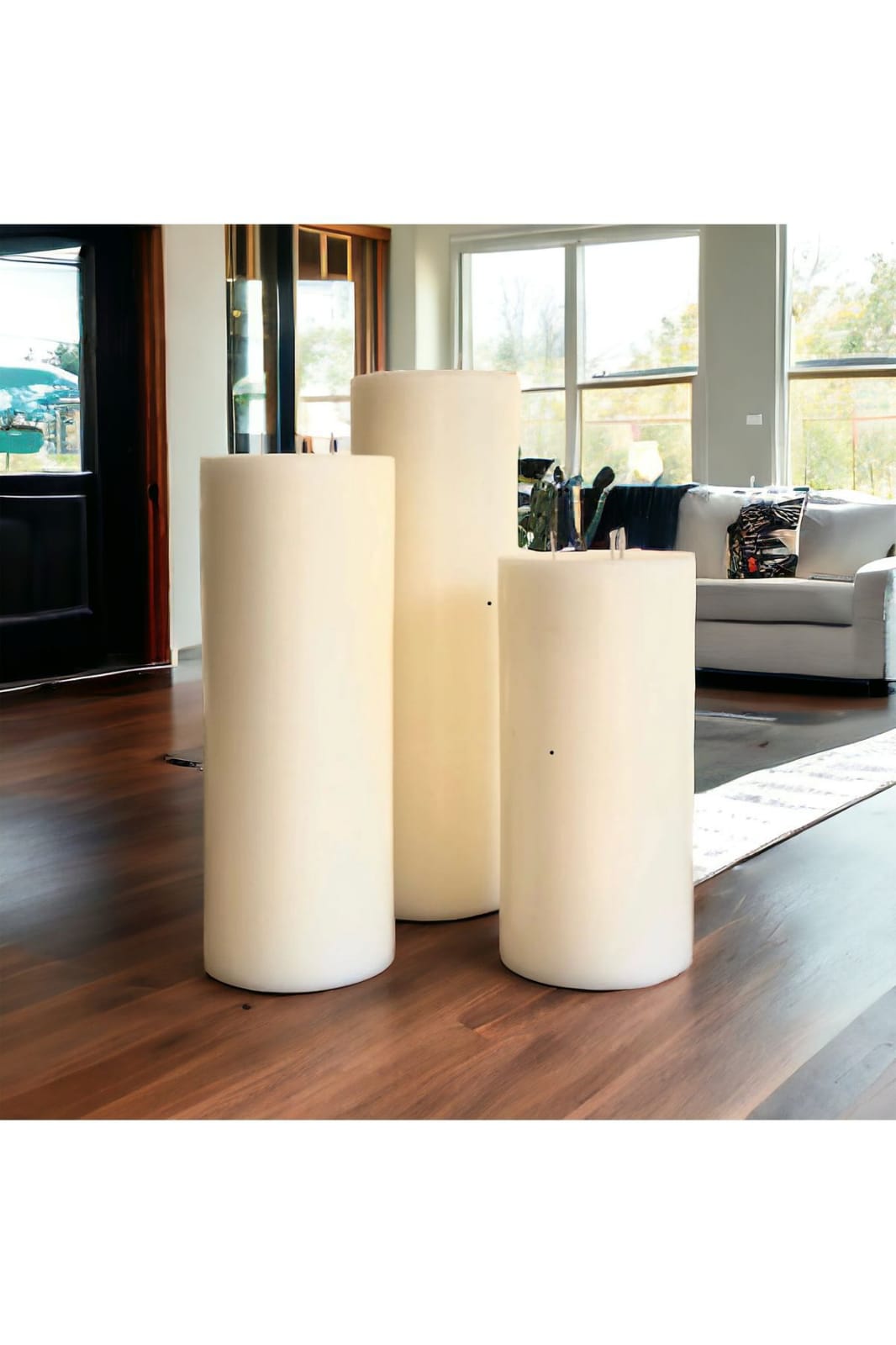 Set of 3 Majestic Tall Pillar Candles - Luxury Floor Candles - Homeartparis production