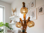 Natural Tree Branch Floor Lamp with 3 Rope Shades Homeartparis production