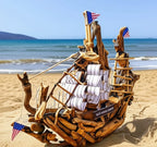 The USS John Adams Wooden Model Boat Driftwood Art Homeartparis production