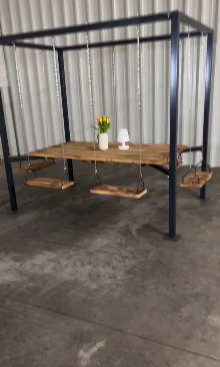 The Swing Table porch garden Dining Set - 1.3 Ton Capacity Heavy-Duty Metal Frame Commercial Furniture by home art paris