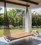 Artisan Handcrafted Spruce Wood Hanging Swing Bed - Complete All-Inclusive Set - Homeartparis production