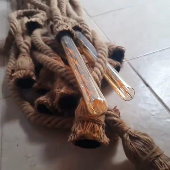 Grand 40-Arm Linear Jute Rope Chandelier - Extra Long Customizable Cascade Lighting - Homeartparis production