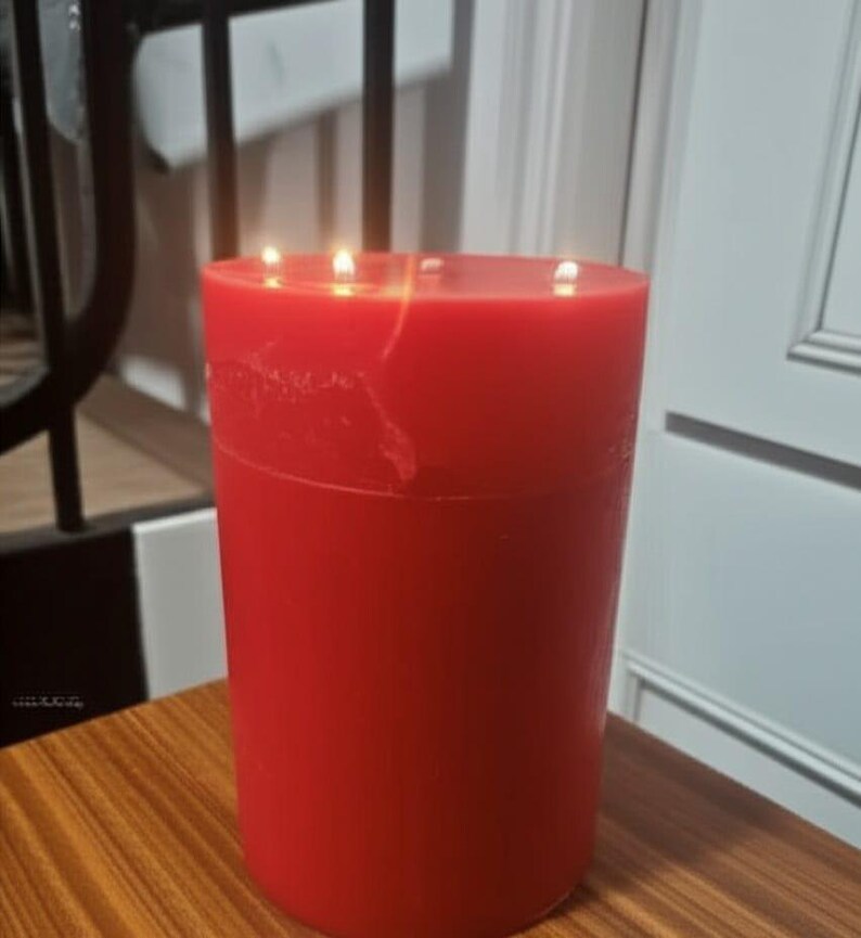 Customizable size red Pillar Candle Handmade Table Centerpiece Homeartparis production