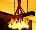 Rustic Wood Beam Chandelier with 10 Hanging Rope Sockets Vintage Industrial Light Homeartparis production