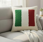 Homeartparis Italian Flag Punch Needle Pillow - Handmade Italy Linen Cushion by Seval Özsoy - Textured Travel Souvenir Gift - Available as Cover or with Insert