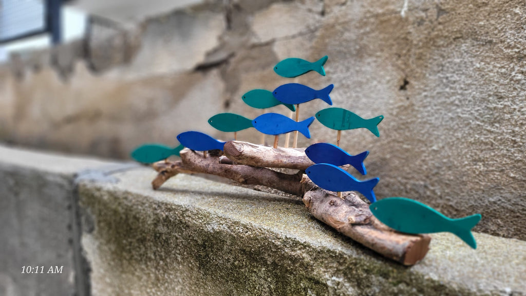 Large Driftwood Fish School Wall Art, Handmade Coastal Wood Branch Decor Homeartparis production