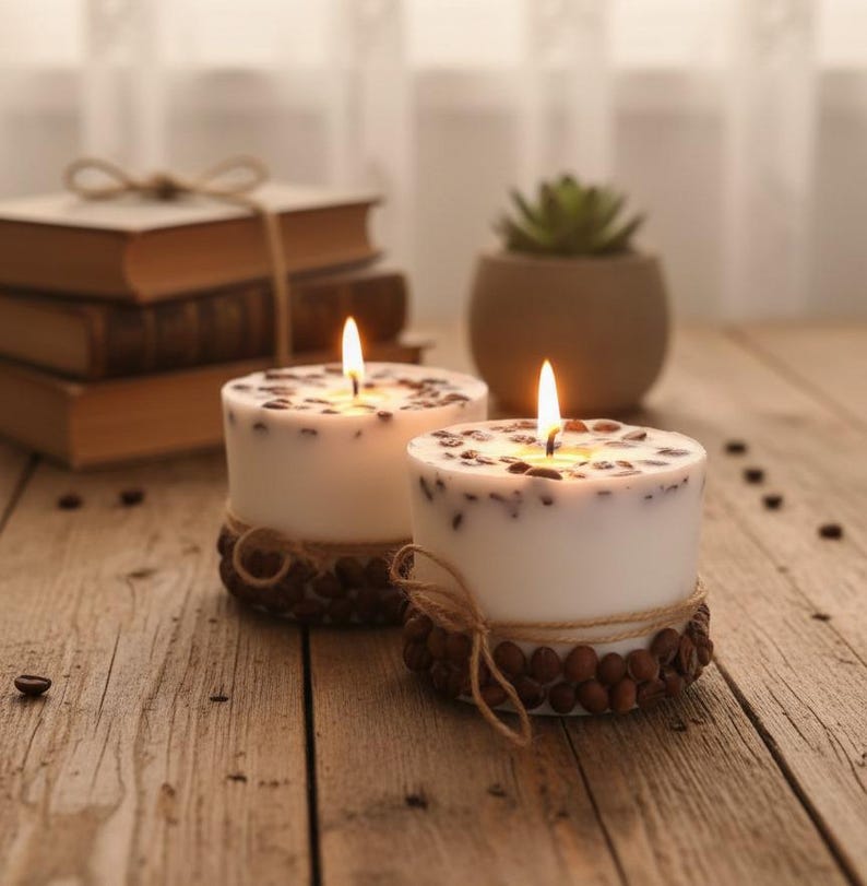 Coffee Bean Scented Candle,2 pcs set Handmade Paraffin Wax Decor, Home & Office Gift, Housewarming Present, Coffee Lover Gift, Cafe Decor Homeartparis production