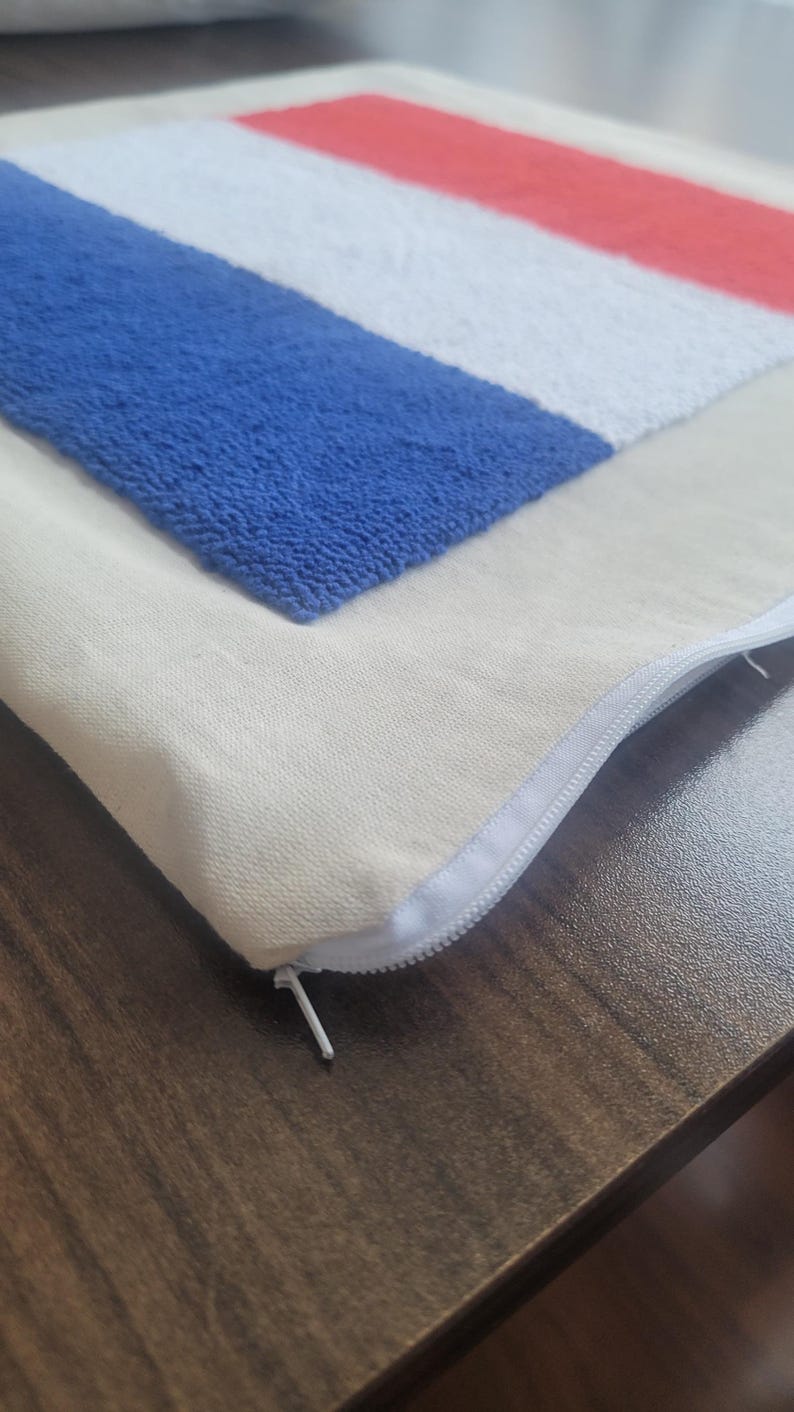 homeartparis Dutch Flag Punch Needle Pillow Cover, Netherlands Linen Cushion Case, Travel Souvenir Gift, Textured Decor 16x16