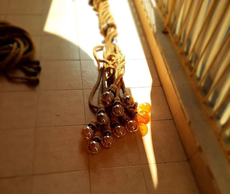 10 Arm Spider Rope Chandelier Rustic Multi Pendant Farmhouse Lighting Homeartparis production