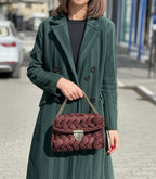 Brown Popcorn Stitch Crossbody Bag - Designer Knit Shoulder Bag by Seval Özsoy - Unique Limited Edition Boho Purse - Special Gift for Her