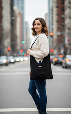 Home art paris Elegant Black Crochet Evening Bag - Designer Hand-Knitted Shoulder Bag by Seval Özsoy - Unique Formal Crossbody Purse with Vegan Leaher Strap