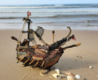 The  Bastarda Vintage Driftwood Sailing Ship Handmade Wooden Model Boat Homeartparis production