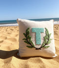 Homeartparis Personalized Punch Needle Letter Pillow - Custom Initial Name Cushion by Seval Özsoy - Handmade Beige Linen Decor - Available as Cover or with Insert