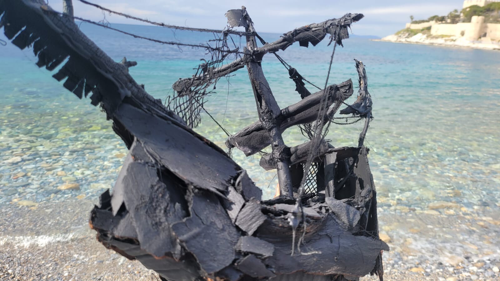 The Vintage Black Corsair Pirate Ship Driftwood Art Handmade Sailing Model Homeartparis productions