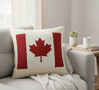 Homeartparis Punch Needle Canadian Flag Pillow - Handmade Maple Leaf Cushion by Seval Özsoy - Unique Patriotic Decor - Available as Cover or with Insert