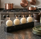Decorative 4 Ball Candle Set with Black Wooden Base - Homeartparis production