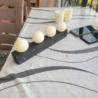 Decorative 4 Ball Candle Set with Black Wooden Base - Homeartparis production