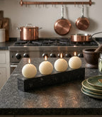 Decorative 4 Ball Candle Set with Black Wooden Base - Homeartparis production