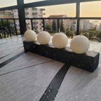 Decorative 4 Ball Candle Set with Black Wooden Base - Homeartparis production