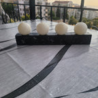 Decorative 4 Ball Candle Set with Black Wooden Base - Homeartparis production