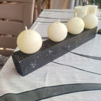 Decorative 4 Ball Candle Set with Black Wooden Base - Homeartparis production