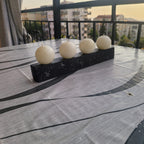 Decorative 4 Ball Candle Set with Black Wooden Base - Homeartparis production