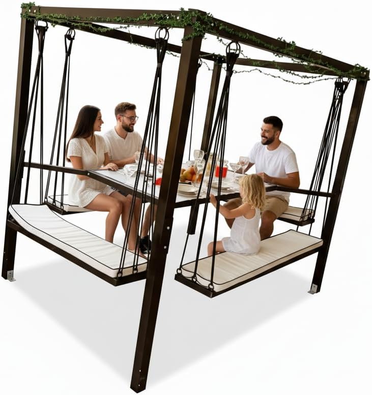 Swing Table Dining Set - 1.3 Ton Capacity Heavy-Duty Metal Frame Commercial Furniture by home art paris