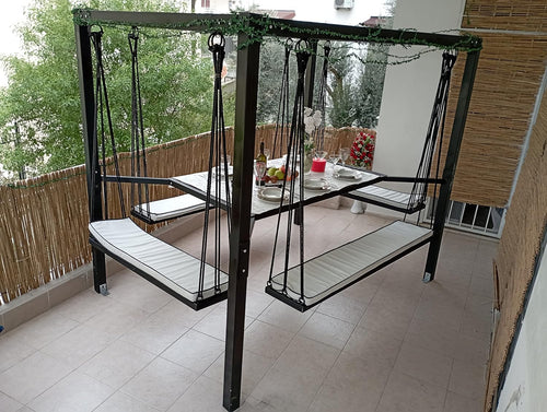 10 Person Swing Table Dining Set - 1.3 Ton Capacity Heavy-Duty Metal Frame Commercial Furniture by home art paris