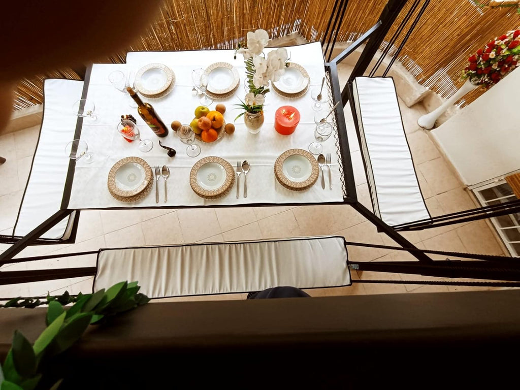 Custom 10 Person Swing Table Dining Set - 1.3 Ton Capacity Heavy-Duty Metal Frame Commercial Furniture by home art paris