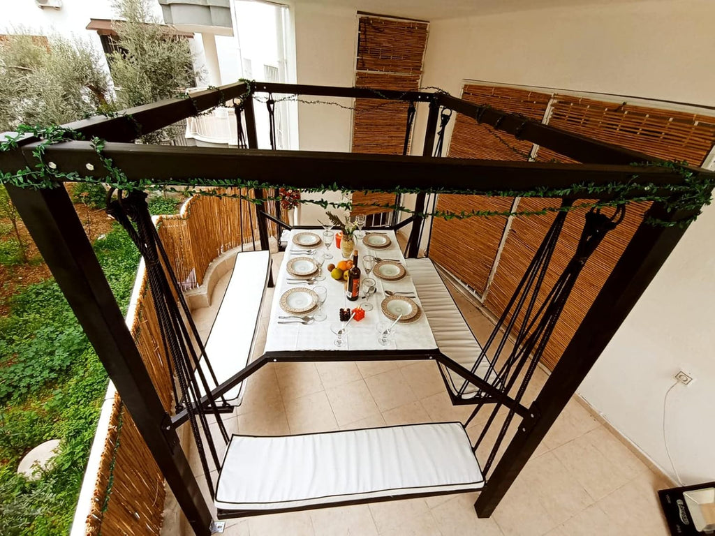 Custom 10 Person Swing Table Dining Set - 1.3 Ton Capacity Heavy-Duty Metal Frame Commercial Furniture by home art paris
