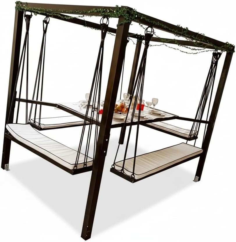 Custom 10 Person Swing Table Dining Set - 1.3 Ton Capacity Heavy-Duty Metal Frame Commercial Furniture by home art paris