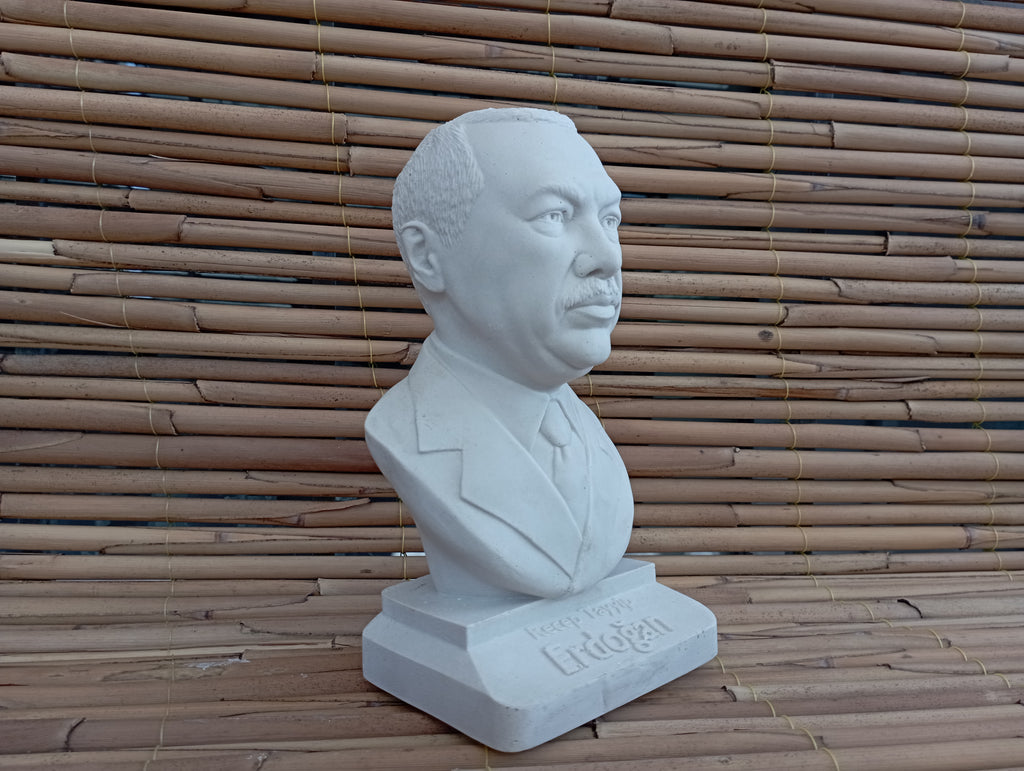 Recep Tayyip Erdoğan Bust, World Leaders Series Statue, Collectible Marble Dust Figurine, Office Desk Decor, Executive Gift