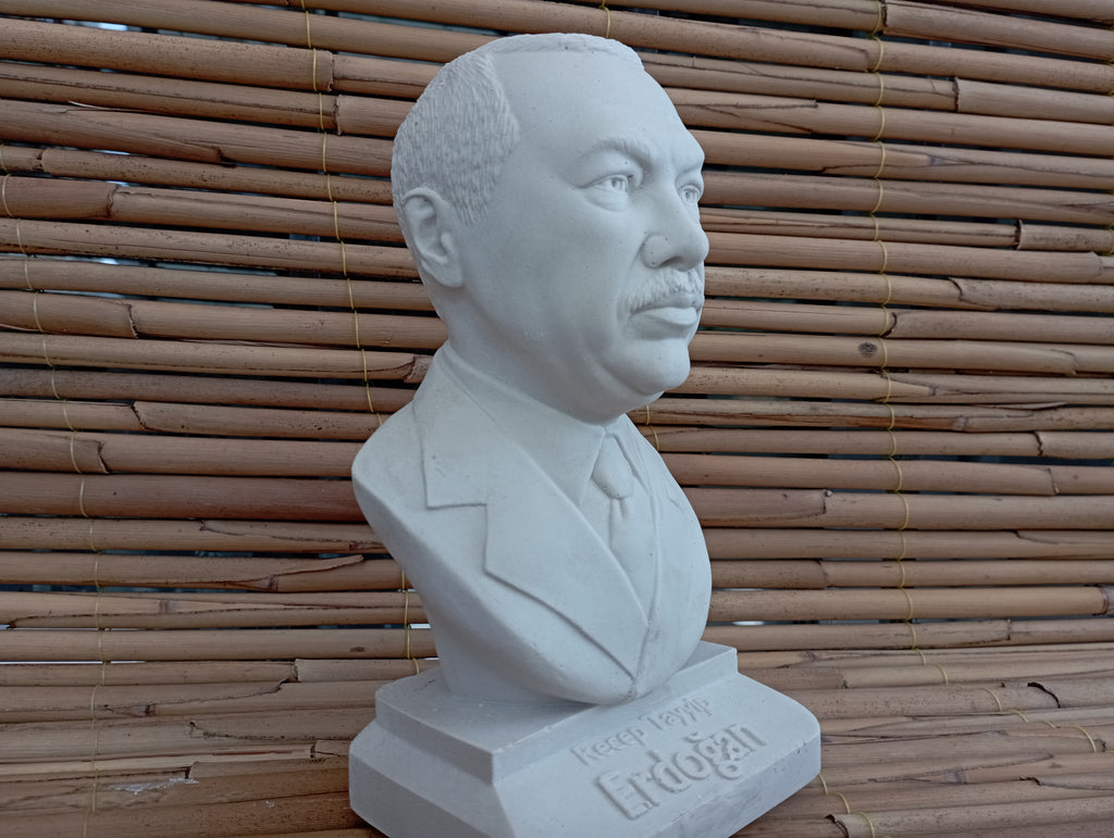 Recep Tayyip Erdoğan Bust, World Leaders Series Statue, Collectible Marble Dust Figurine, Office Desk Decor, Executive Gift