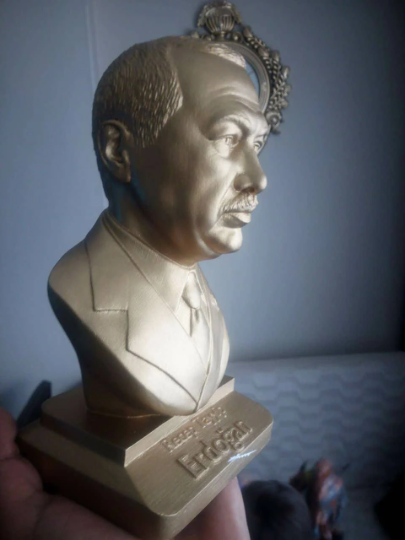 Recep Tayyip Erdoğan Bust, World Leaders Series Statue, Collectible Marble Dust Figurine, Office Desk Decor, Executive Gift