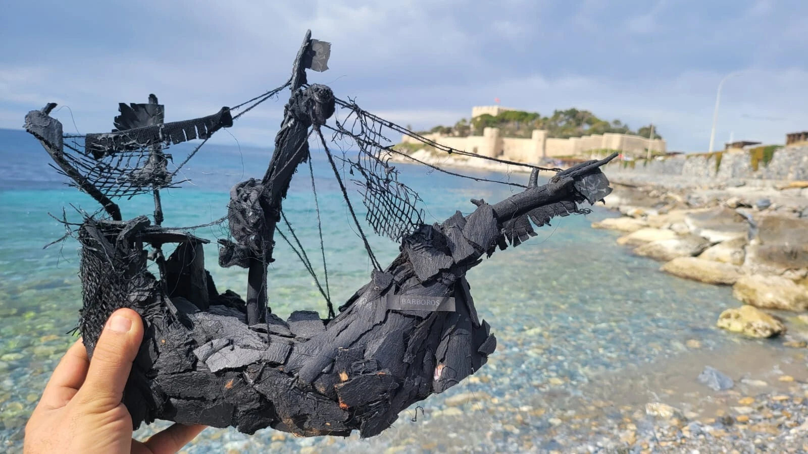 The Vintage Black Corsair Pirate Ship Driftwood Art Handmade Sailing Model Homeartparis productions