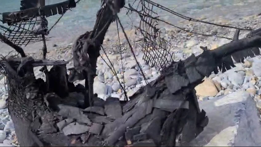 The Vintage Pirate Ship The Black Corsair Driftwood Ship with Sails Homeartparis production