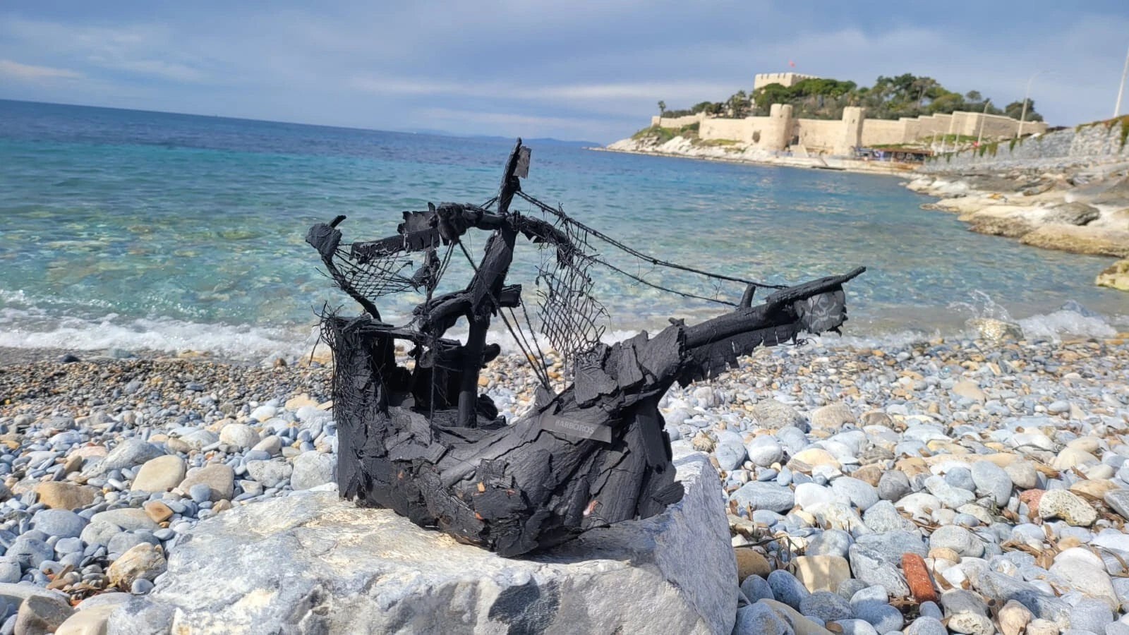 The Vintage Black Corsair Pirate Ship Driftwood Art Handmade Sailing Model Homeartparis productions