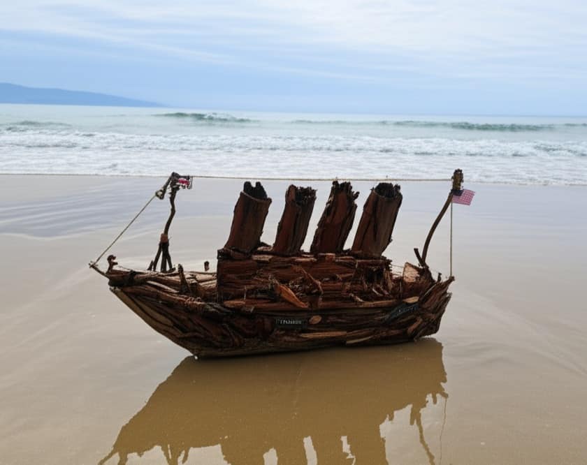 The Vintage Titanic Driftwood Boat Large Wooden Historical Ship Model Homeartparis production