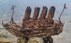 The Vintage Titanic Driftwood Boat Large Wooden Historical Ship Model Homeartparis production