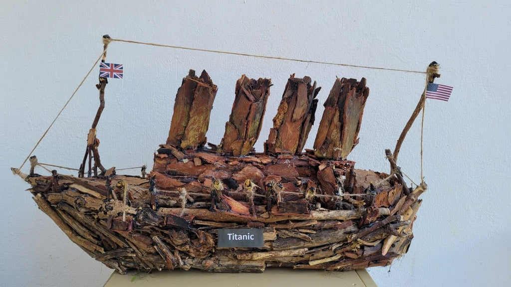 The Vintage Titanic Driftwood Boat Large Wooden Historical Ship Model Homeartparis production