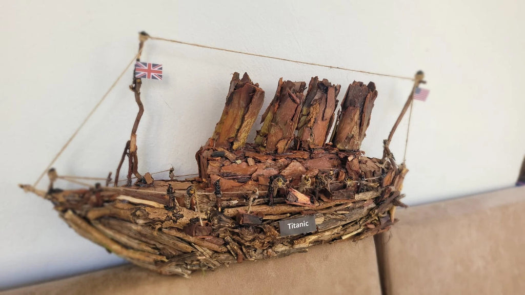 The Vintage Titanic Driftwood Boat Large Wooden Historical Ship Model Homeartparis production