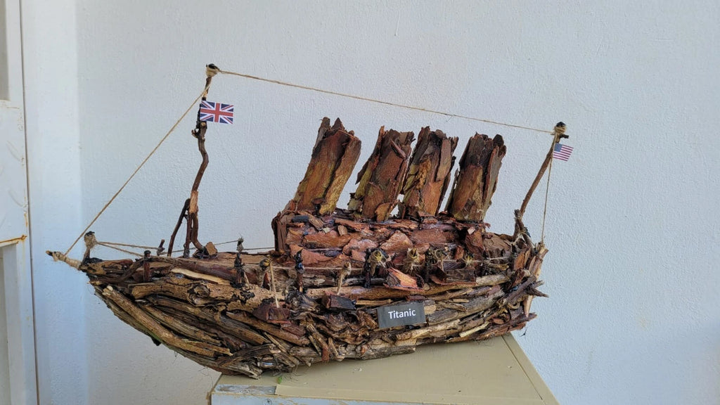 The Vintage Titanic Driftwood Boat Large Wooden Historical Ship Model Homeartparis production