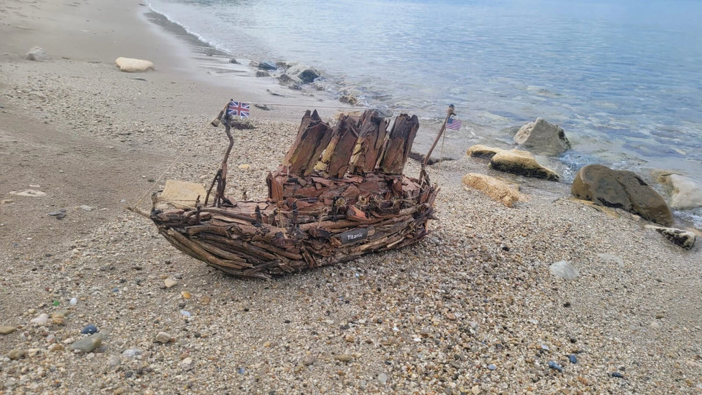 The Vintage Titanic Driftwood Boat Large Wooden Historical Ship Model Homeartparis production
